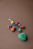 Samoolam Handmade Crochet Boho Bag Charm Key Chain - Green Heart