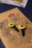 Samoolam Handmade Crochet Flower Hair Clips Set - Lemon Rainbow