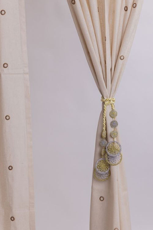 Samoolam Handmade Crochet Curtain Tie Backs ~ Kono Metallic Dreamcatcher - Pair