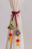 Samoolam Handmade Crochet Curtain Tie Backs ~ Kono Multicoloured Flower - Pair