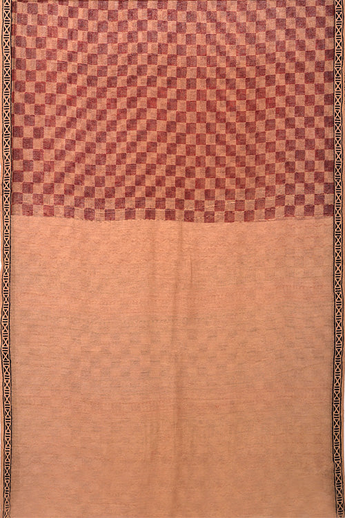 Natural Dye Block Print Silk Sari-5