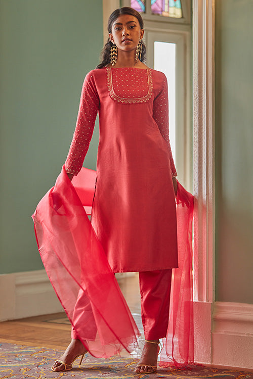 Stylish Rayon Straight Kurti Combo Peach And Pink in Color