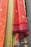 Uditi Handwoven Extra Weft Pink Yellow Silk Saree Online