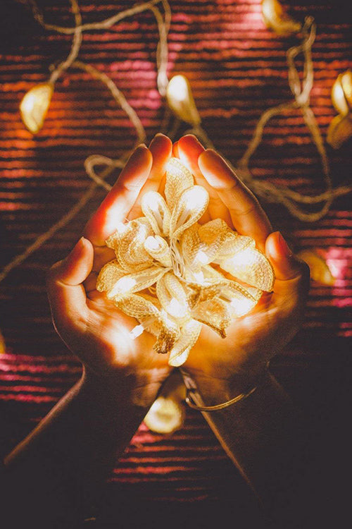 Samoolam Handmade Home Decor LED String Lights ~ Yellow Lily Bougainvillea